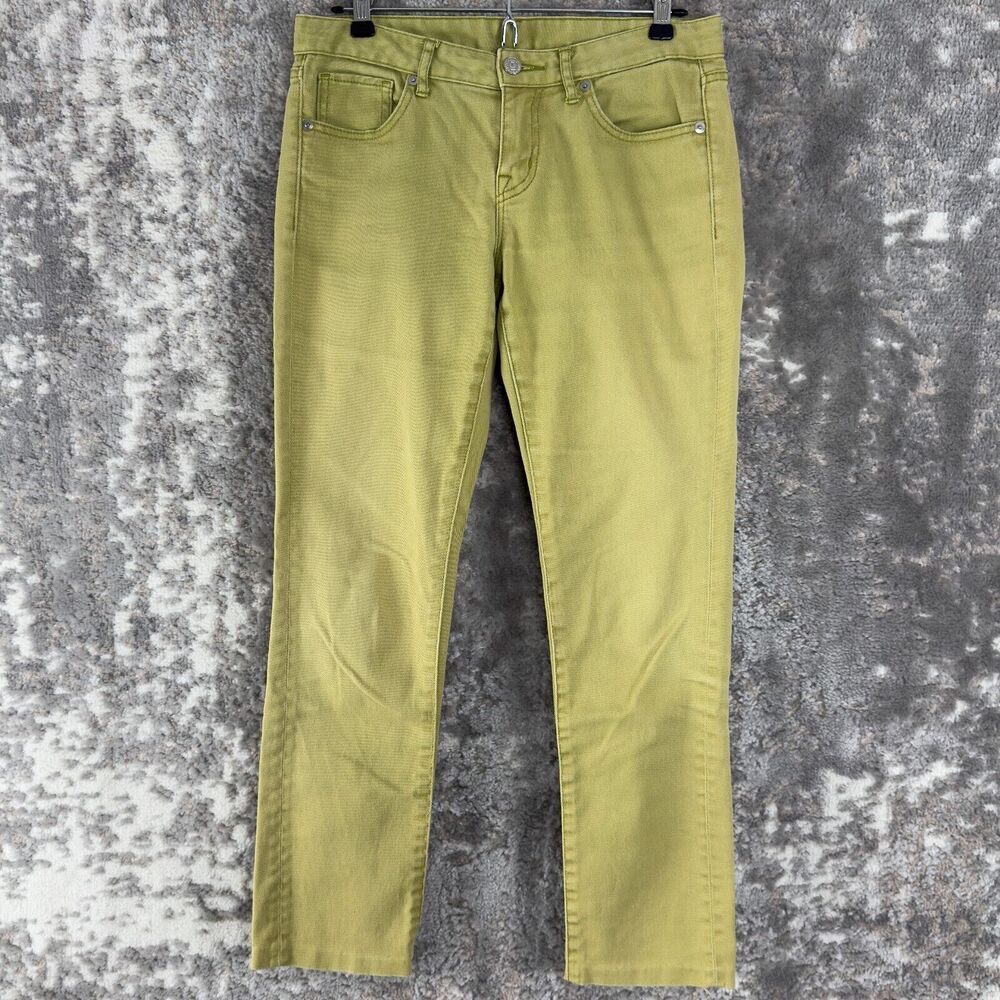 Uniqlo Womens Size 26 Cotton Blend Jeans Yellow‎ Pants Button Zip Pockets Casual